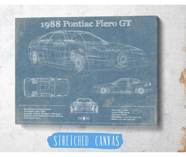 Cutler West 1988 Pontiac Fiero GT Vintage Blueprint Auto Print