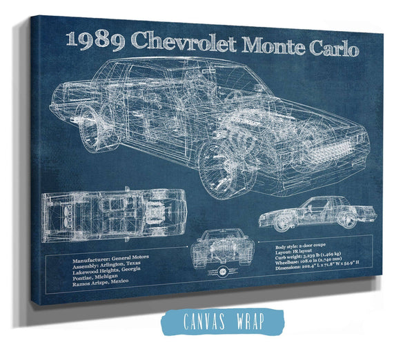 Cutler West 1989 Chevrolet Monte Carlo SS Blueprint Vintage Auto Patent Print