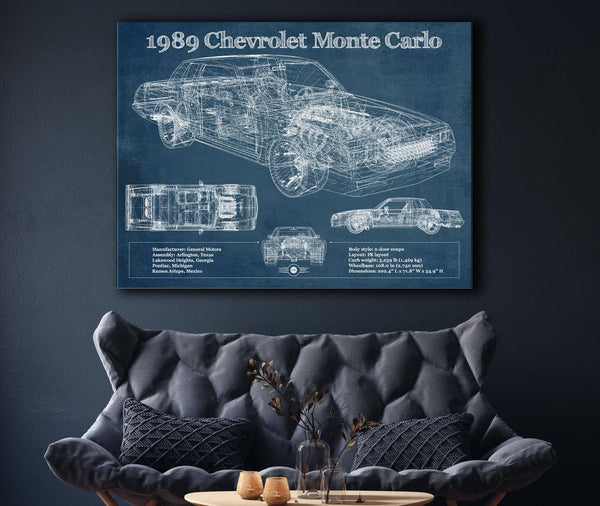 Cutler West 1989 Chevrolet Monte Carlo SS Blueprint Vintage Auto Patent Print