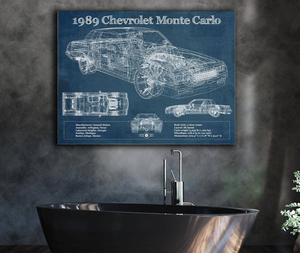 Cutler West 1989 Chevrolet Monte Carlo SS Blueprint Vintage Auto Patent Print