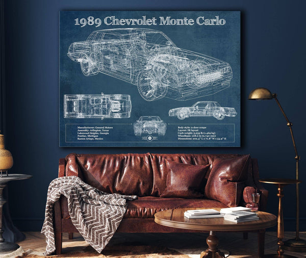 Cutler West 1989 Chevrolet Monte Carlo SS Blueprint Vintage Auto Patent Print