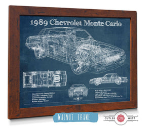 20" x 16" / Walnut Frame Cutler West 1989 Chevrolet Monte Carlo SS Blueprint Vintage Auto Patent Print