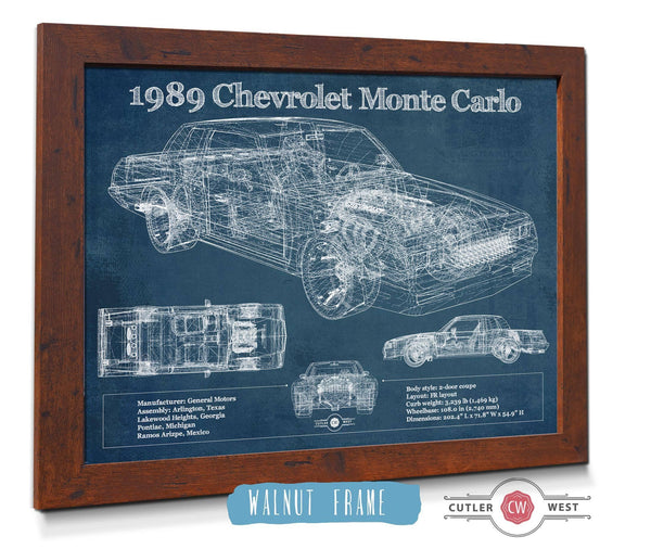 20" x 16" / Walnut Frame Cutler West 1989 Chevrolet Monte Carlo SS Blueprint Vintage Auto Patent Print
