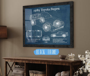 20" x 16" / Black Frame Cutler West 1989 Toyota Supra Vintage Blueprint Auto Print