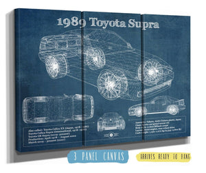 36" x 24" / 3 Panel Canvas Wrap Cutler West 1989 Toyota Supra Vintage Blueprint Auto Print