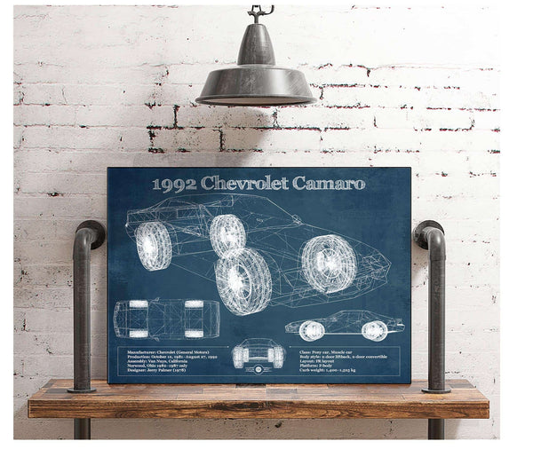Cutler West 1992 Chevrolet Camaro Vintage Blueprint Auto Print