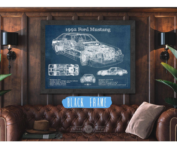 Cutler West 1992 Ford Mustang Fox body - Big Block Ford Twin Turbo Drag Car Original Blueprint Art