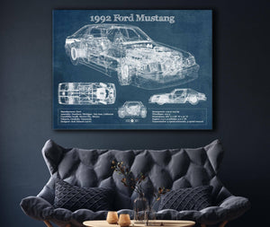 Cutler West 1992 Ford Mustang Fox body - Big Block Ford Twin Turbo Drag Car Original Blueprint Art