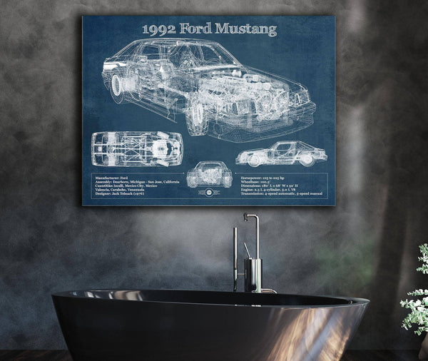 Cutler West 1992 Ford Mustang Fox body - Big Block Ford Twin Turbo Drag Car Original Blueprint Art
