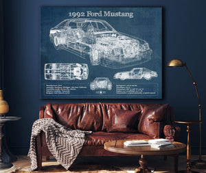 Cutler West 1992 Ford Mustang Fox body - Big Block Ford Twin Turbo Drag Car Original Blueprint Art