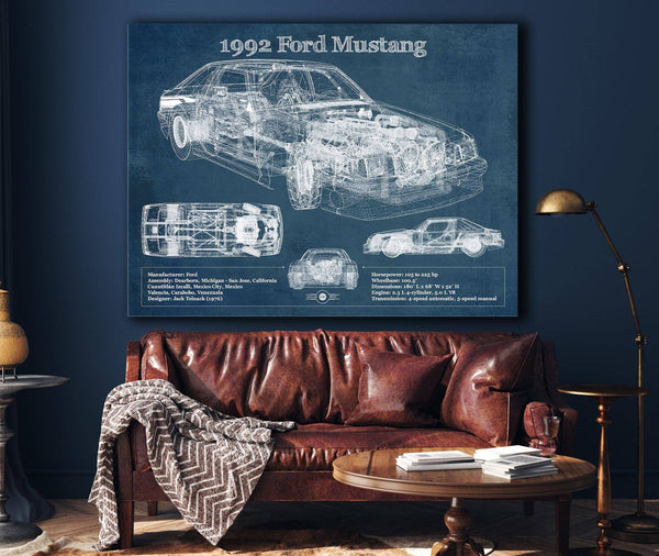 Cutler West 1992 Ford Mustang Fox body - Big Block Ford Twin Turbo Drag Car Original Blueprint Art