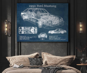 Cutler West 1992 Ford Mustang Fox body - Big Block Ford Twin Turbo Drag Car Original Blueprint Art