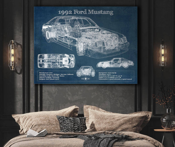 Cutler West 1992 Ford Mustang Fox body - Big Block Ford Twin Turbo Drag Car Original Blueprint Art