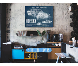 Cutler West 1992 Ford Mustang Fox body - Big Block Ford Twin Turbo Drag Car Original Blueprint Art