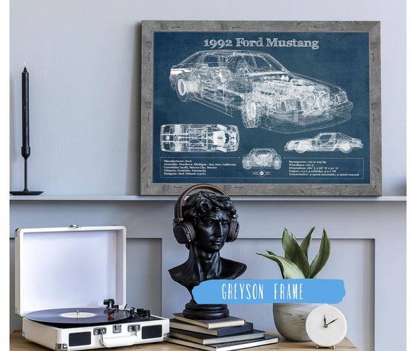 Cutler West 1992 Ford Mustang Fox body - Big Block Ford Twin Turbo Drag Car Original Blueprint Art