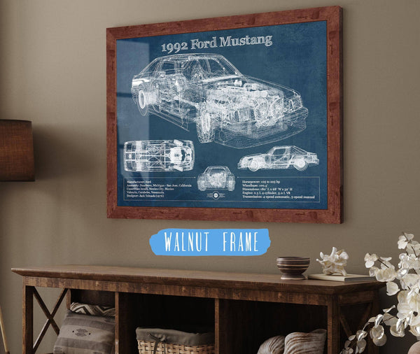 Cutler West 1992 Ford Mustang Fox body - Big Block Ford Twin Turbo Drag Car Original Blueprint Art
