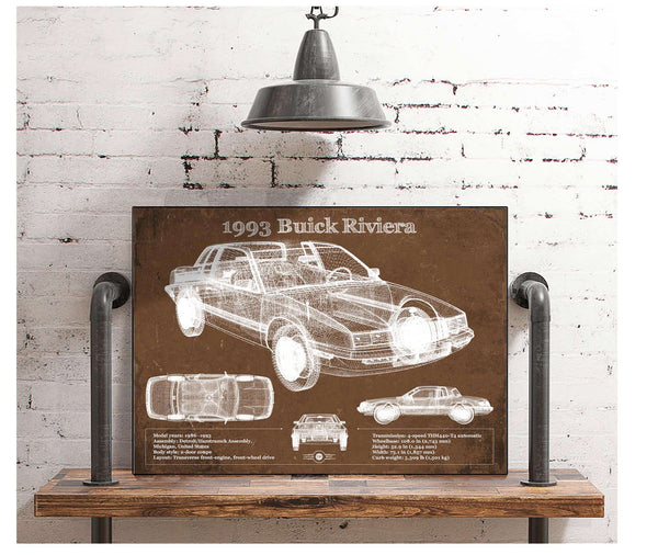 Cutler West 1993 Buick Riviera Vintage Blueprint Auto Print