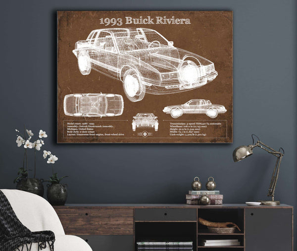 Cutler West 1993 Buick Riviera Vintage Blueprint Auto Print
