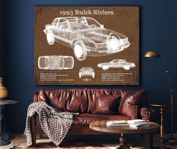 Cutler West 1993 Buick Riviera Vintage Blueprint Auto Print