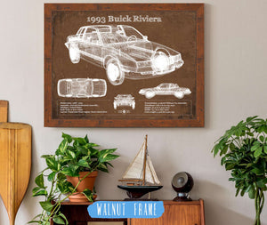 20" x 16" / Walnut Frame Cutler West 1993 Buick Riviera Vintage Blueprint Auto Print