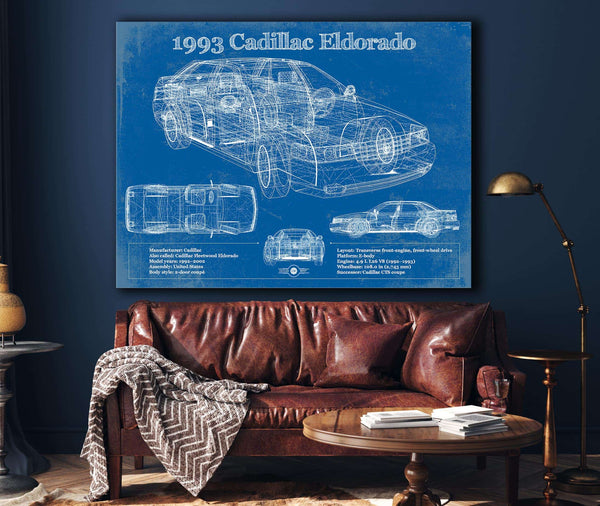Cutler West 1993 Cadillac Eldorado Coupe Vintage Blueprint Auto Print