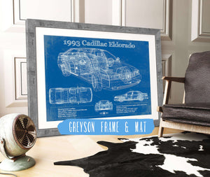 14" x 11" / Greyson Frame & Mat Cutler West 1993 Cadillac Eldorado Coupe Vintage Blueprint Auto Print