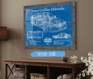 20" x 16" / Black Frame Cutler West 1993 Cadillac Eldorado Coupe Vintage Blueprint Auto Print