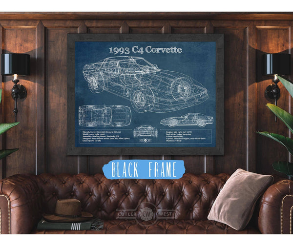 Cutler West 1993 Chevrolet C4 Corvette Blueprint Vintage Auto Print
