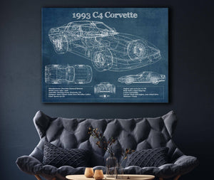 Cutler West 1993 Chevrolet C4 Corvette Blueprint Vintage Auto Print