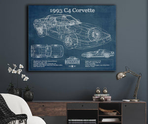Cutler West 1993 Chevrolet C4 Corvette Blueprint Vintage Auto Print