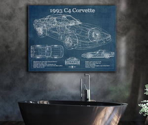Cutler West 1993 Chevrolet C4 Corvette Blueprint Vintage Auto Print