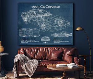 Cutler West 1993 Chevrolet C4 Corvette Blueprint Vintage Auto Print