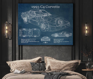 Cutler West 1993 Chevrolet C4 Corvette Blueprint Vintage Auto Print