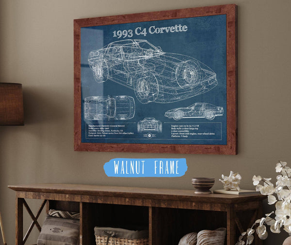 Cutler West 1993 Chevrolet C4 Corvette Blueprint Vintage Auto Print
