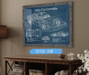 Cutler West 1993 Chevrolet C4 Corvette Blueprint Vintage Auto Print