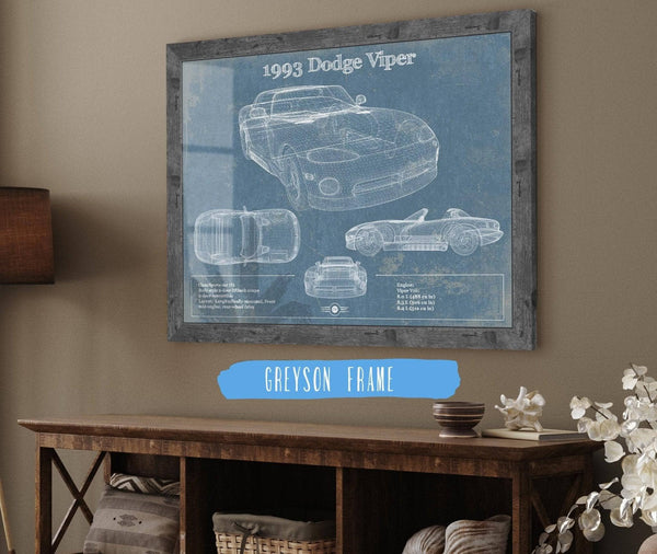 Cutler West 1993 Dodge Viper Vintage Blueprint Auto Print