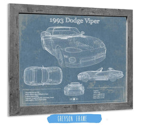 14" x 11" / Greyson Frame Cutler West 1993 Dodge Viper Vintage Blueprint Auto Print