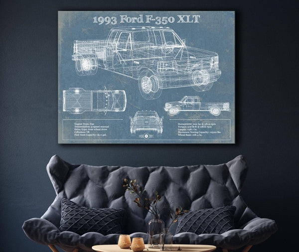 Cutler West 1993 Ford F-350 XLT Vintage Blueprint Auto Print
