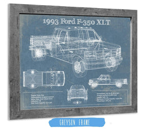 14" x 11" / Greyson Frame Cutler West 1993 Ford F-350 XLT Vintage Blueprint Auto Print