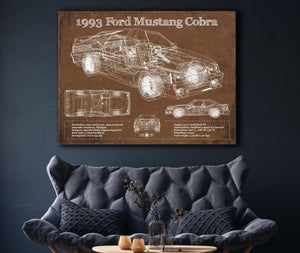 Cutler West 1993 Ford Mustang Cobra Vintage Blueprint Auto Print