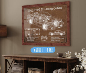 Cutler West 1993 Ford Mustang Cobra Vintage Blueprint Auto Print