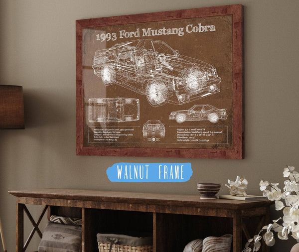 Cutler West 1993 Ford Mustang Cobra Vintage Blueprint Auto Print