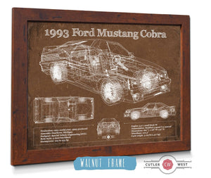 Cutler West 1993 Ford Mustang Cobra Vintage Blueprint Auto Print