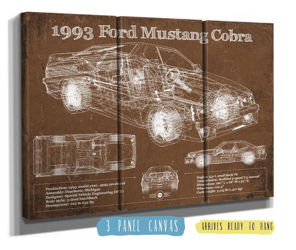 Cutler West 1993 Ford Mustang Cobra Vintage Blueprint Auto Print