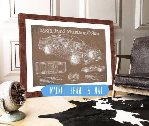 Cutler West 1993 Ford Mustang Cobra Vintage Blueprint Auto Print