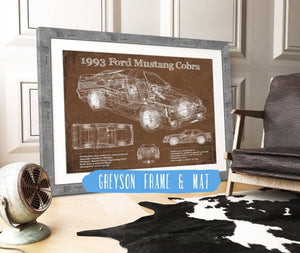Cutler West 1993 Ford Mustang Cobra Vintage Blueprint Auto Print
