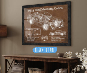 Cutler West 1993 Ford Mustang Cobra Vintage Blueprint Auto Print
