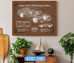 Cutler West 1993 Ford Mustang Cobra Vintage Blueprint Auto Print