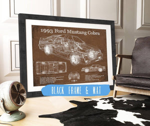 Cutler West 1993 Ford Mustang Cobra Vintage Blueprint Auto Print
