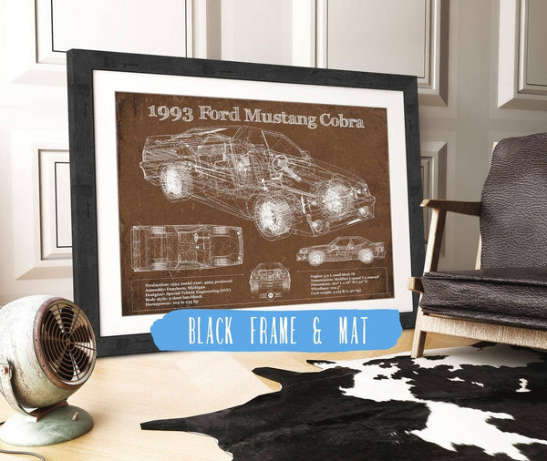 Cutler West 1993 Ford Mustang Cobra Vintage Blueprint Auto Print